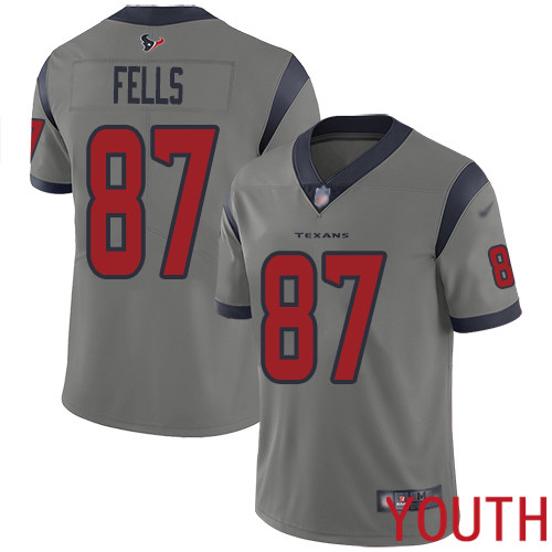 Houston Texans Limited Gray Youth Darren Fells Jersey NFL Football #87 Inverted Legend